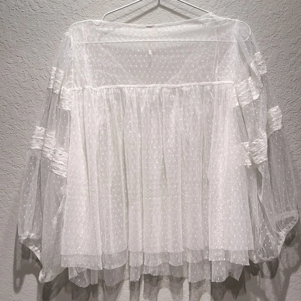 FREE PEOPLE True Candy Tunic Tulle‎ Lace Top size S